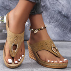 Elodie | Women's Chic Slip On Sandals with Cork Wedge
