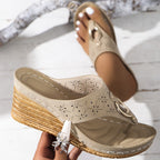 Elodie | Women's Chic Slip On Sandals with Cork Wedge