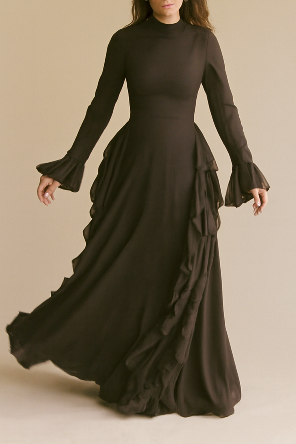 Elowen | Women's Elegant Long Sleeve Ruffle Dress