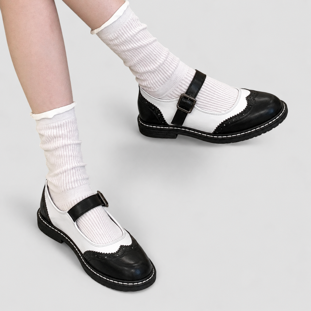 Elowen - Women's Classic Two-Tone Mary Janes with Buckle Strap