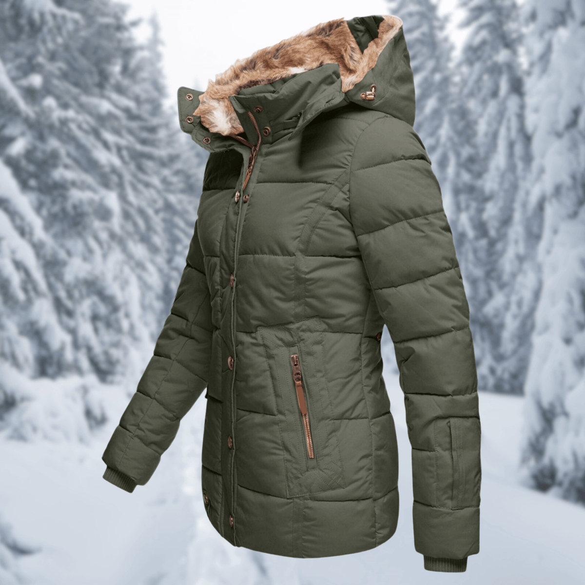 Elowen - Women's Cozy Faux Fur Lined Winter Jacket