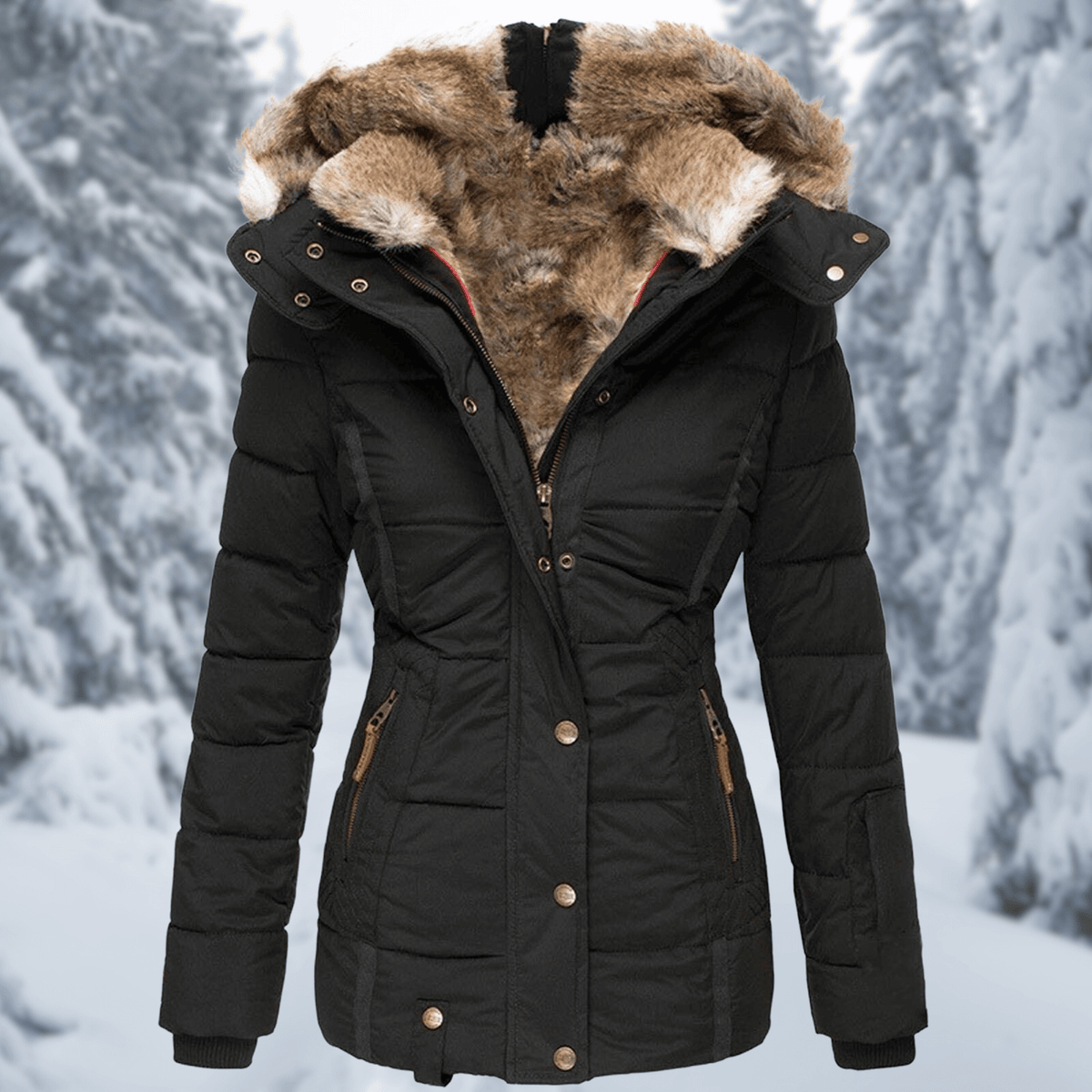 Elowen - Women's Cozy Faux Fur Lined Winter Jacket