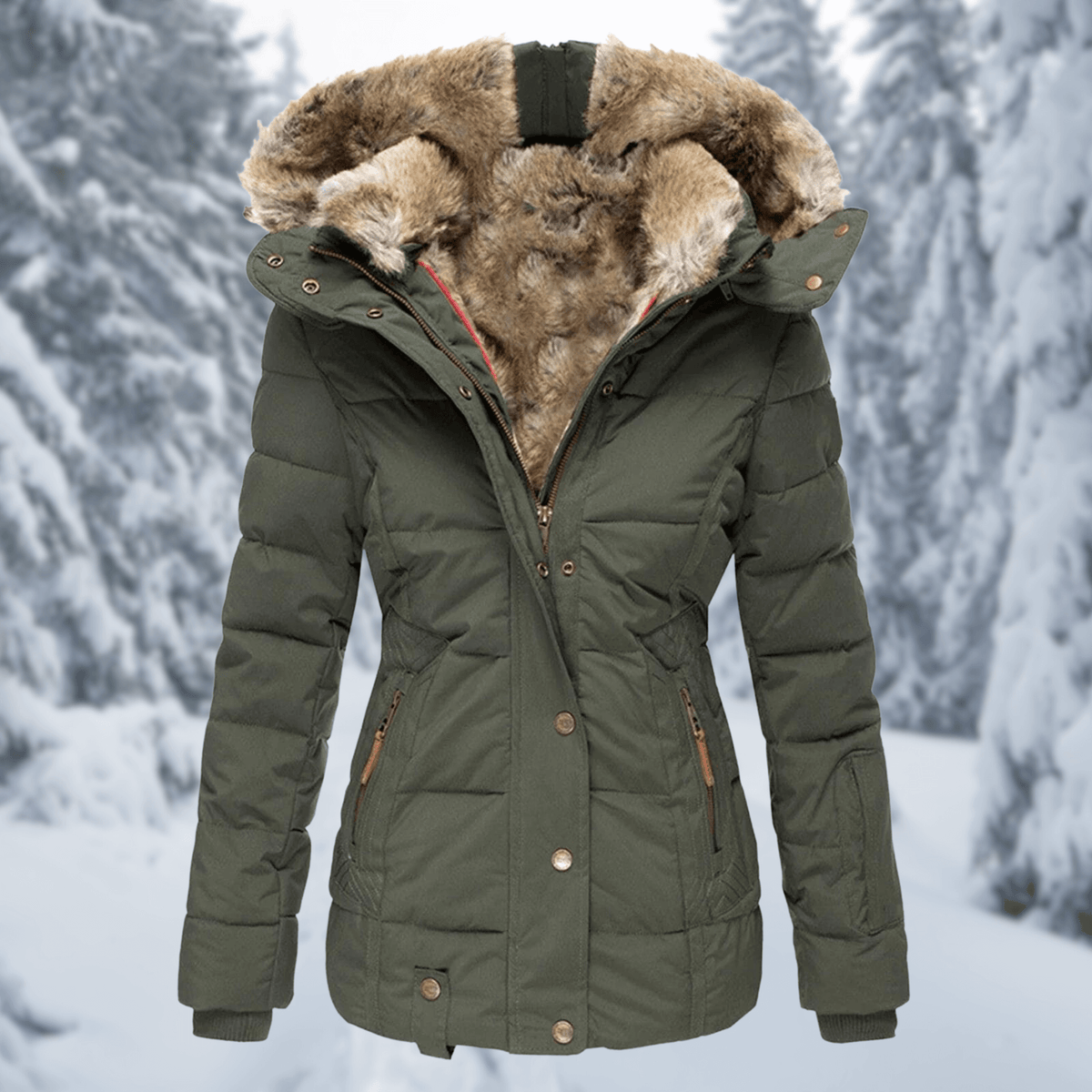 Elowen - Women's Cozy Faux Fur Lined Winter Jacket