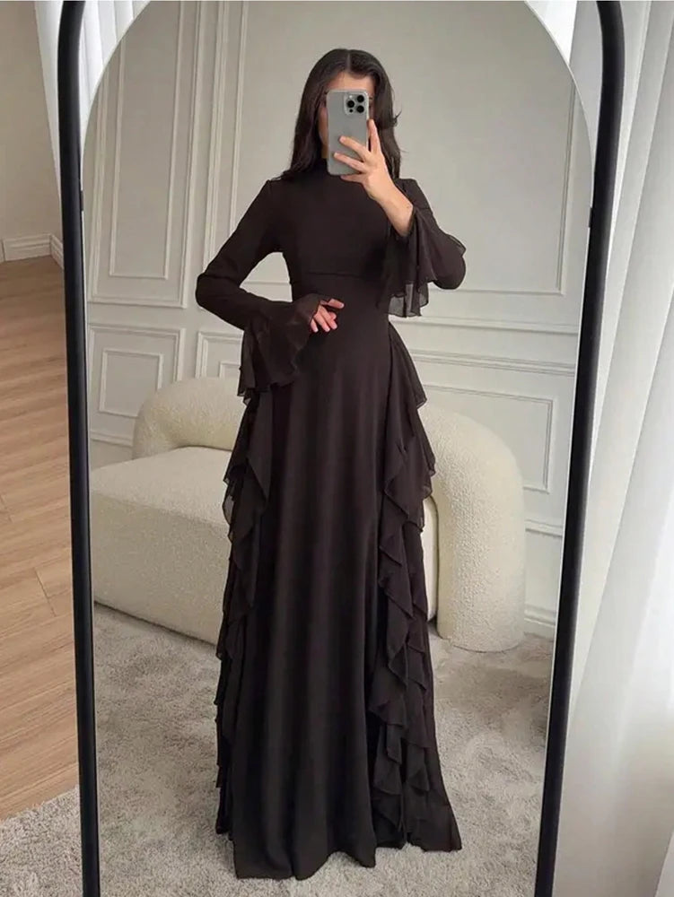 Elowen | Women's Elegant Long Sleeve Ruffle Dress