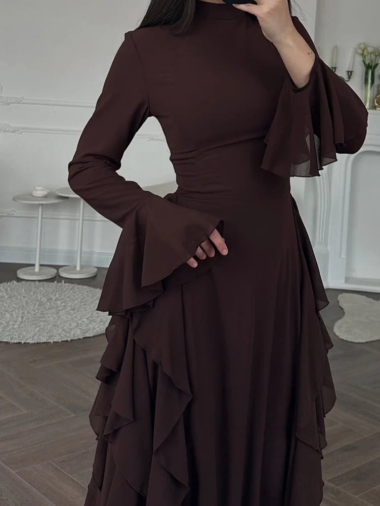 Elowen | Women's Elegant Long Sleeve Ruffle Dress