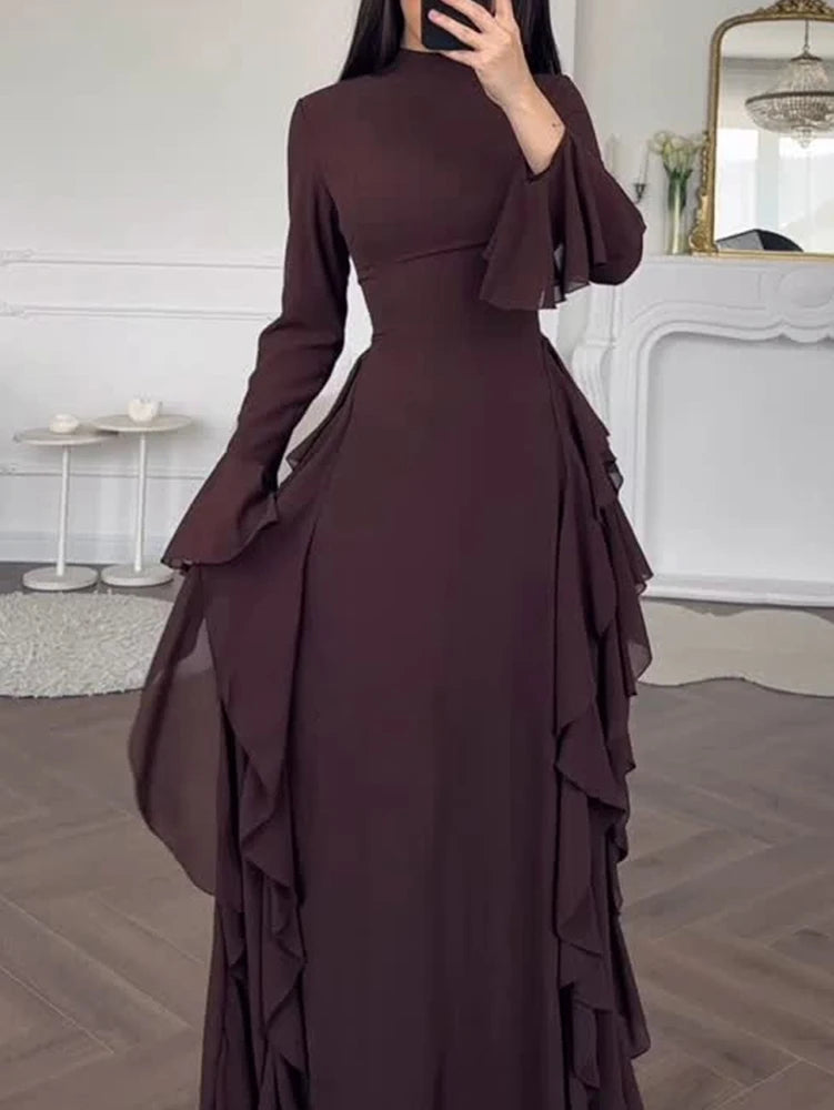 Elowen | Women's Elegant Long Sleeve Ruffle Dress
