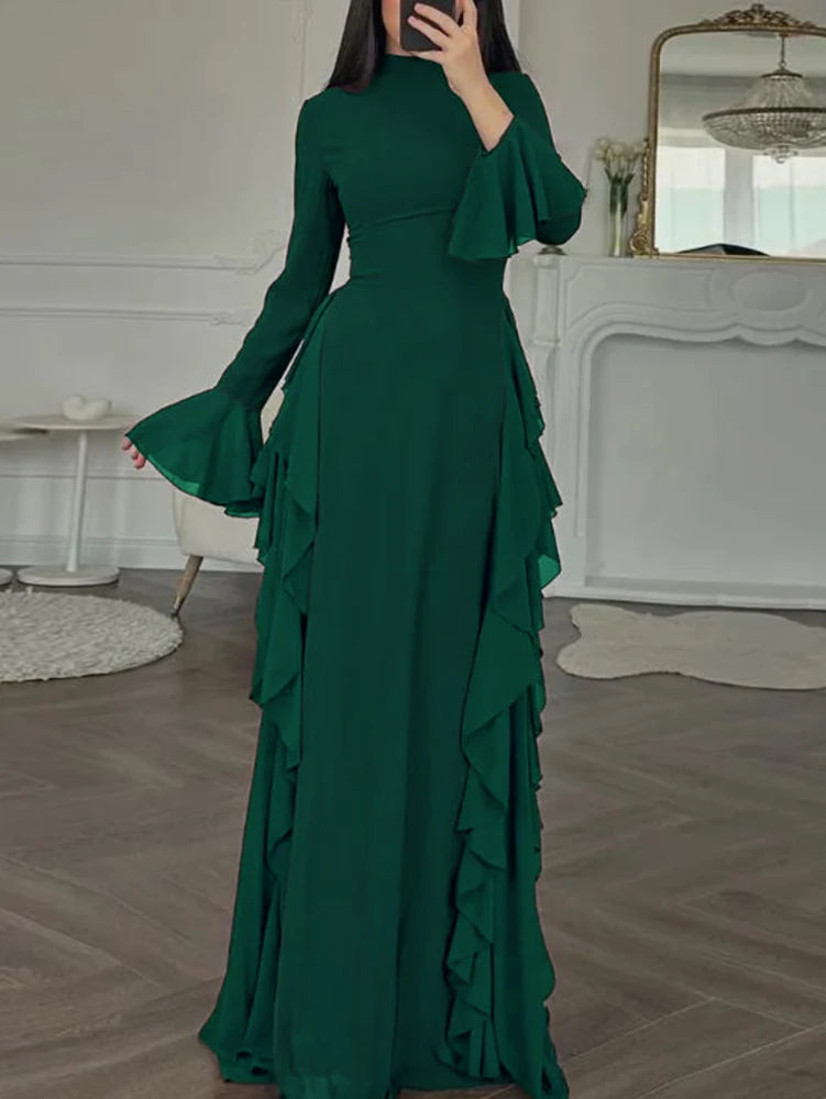 Elowen | Women's Elegant Long Sleeve Ruffle Dress