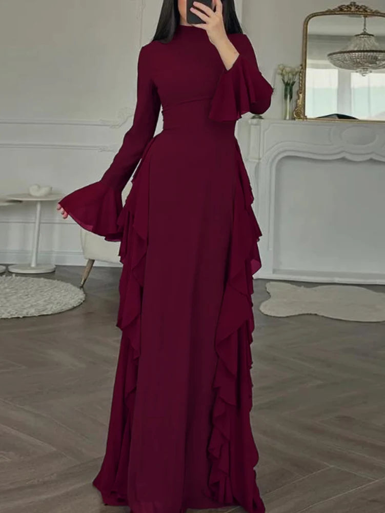 Elowen | Women's Elegant Long Sleeve Ruffle Dress