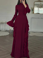 Elowen | Women's Elegant Long Sleeve Ruffle Dress