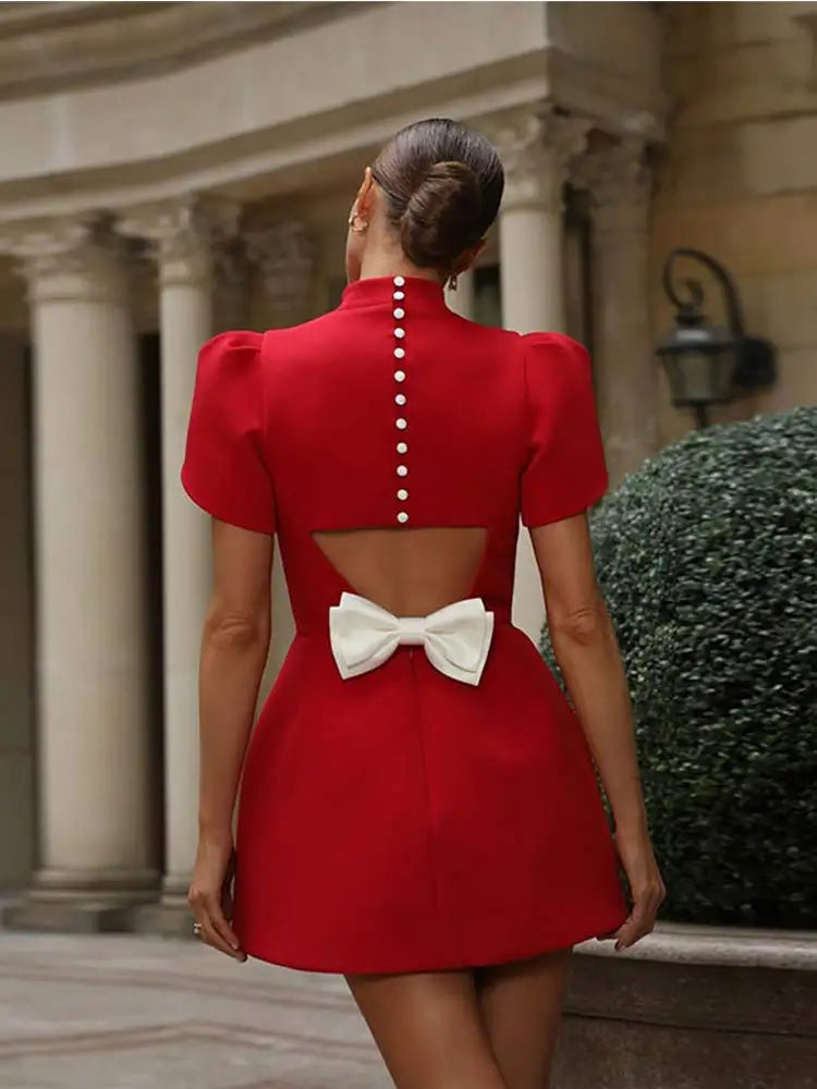 Elowen | Women's Elegant Mini Dress with Cut-Out Back