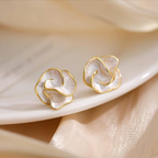 Elowyn - Women's Elegant Gold-Tone Floral Earrings