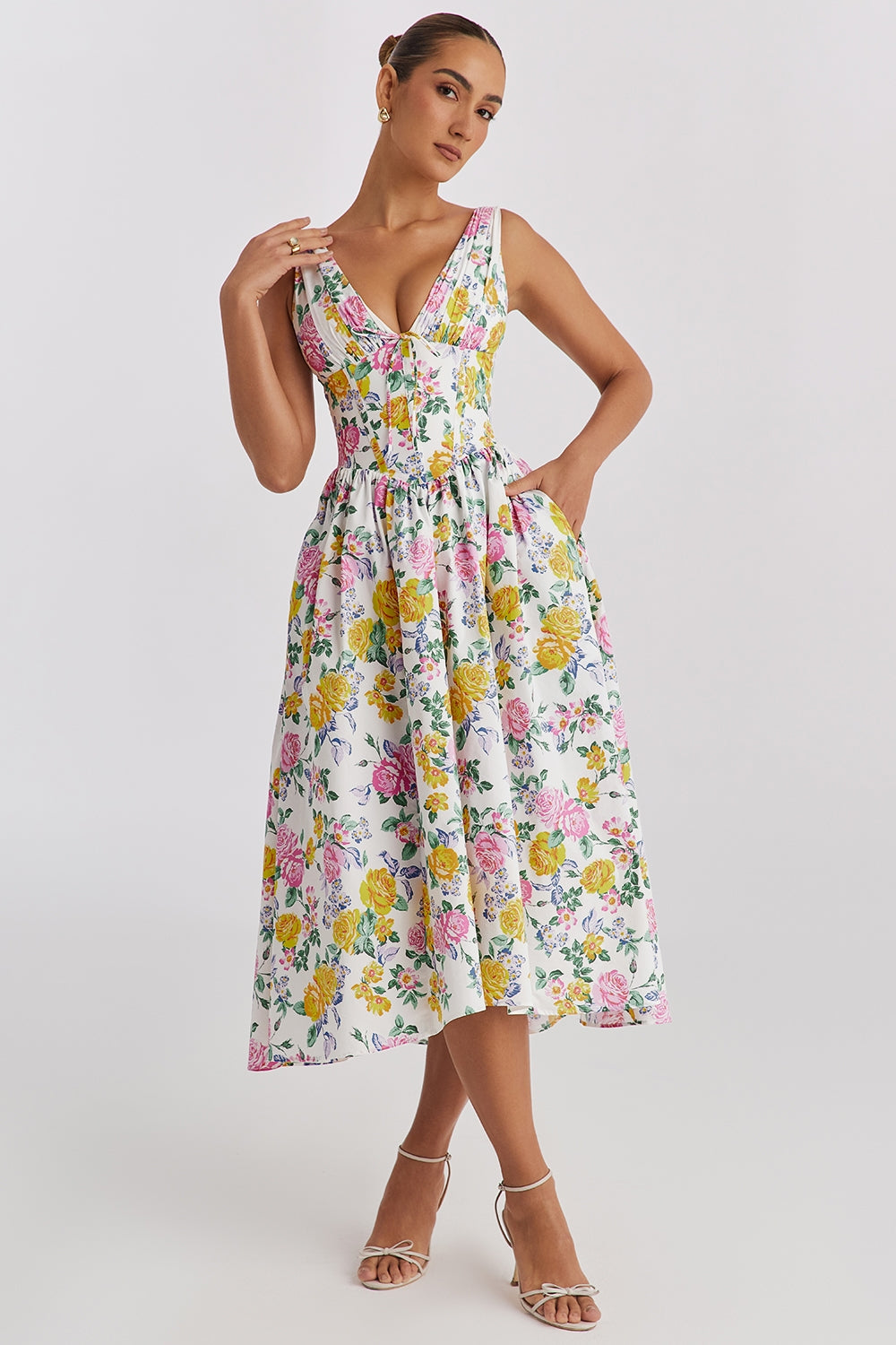 Priya | Women's Floral Pleated Midi Sundress