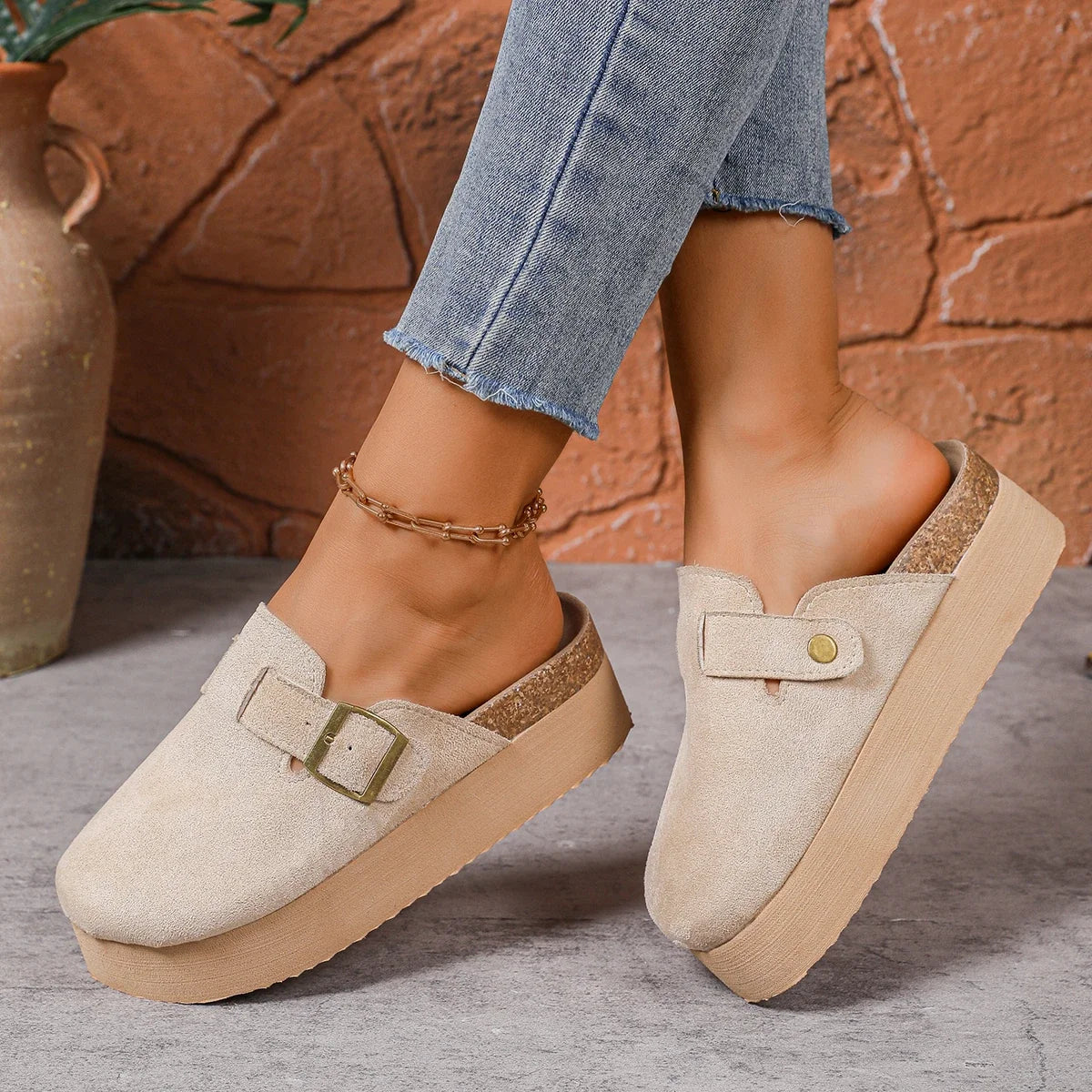 Esme | Women's Platform Clogs with Buckle Detail