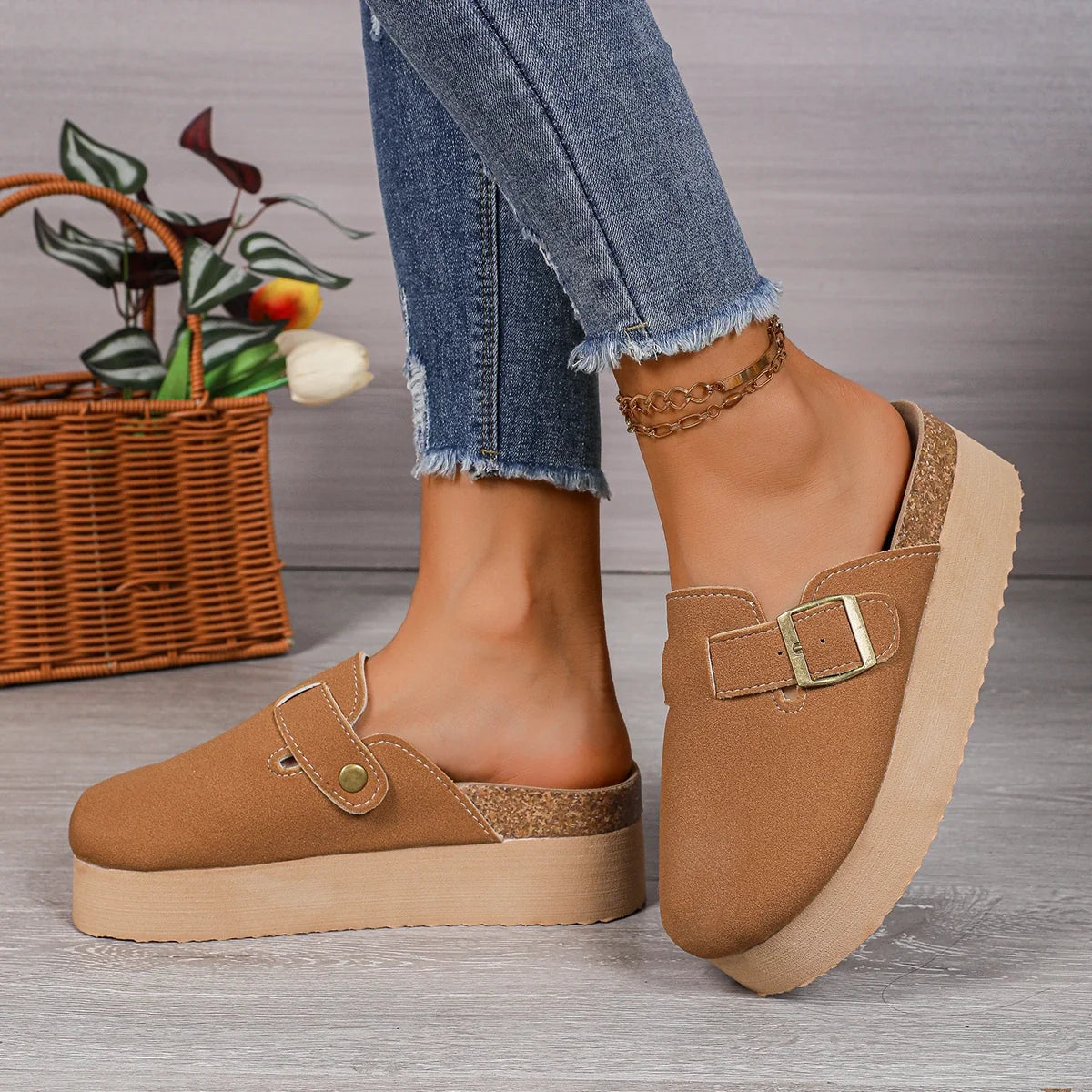 Esme | Women's Platform Clogs with Buckle Detail