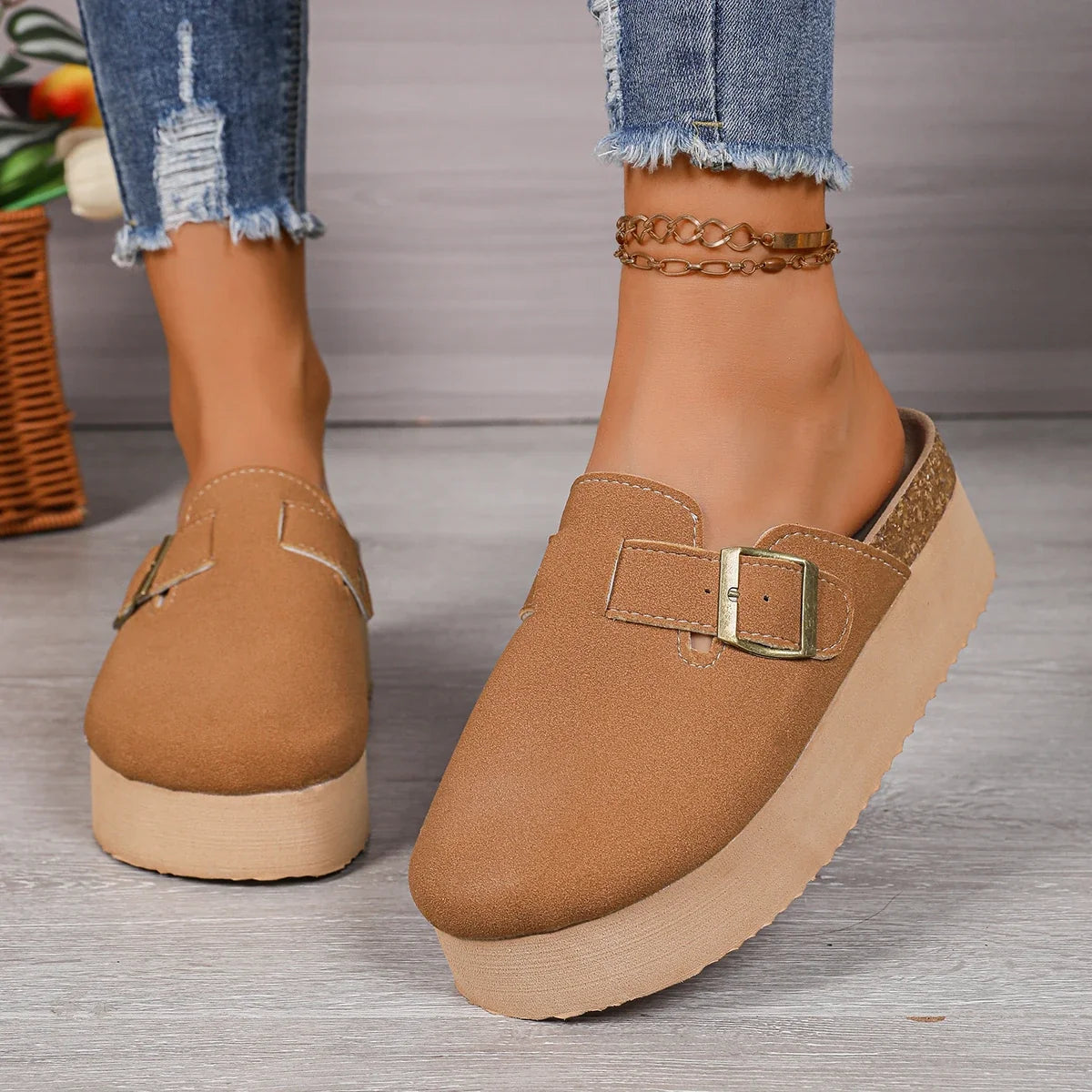 Esme | Women's Platform Clogs with Buckle Detail