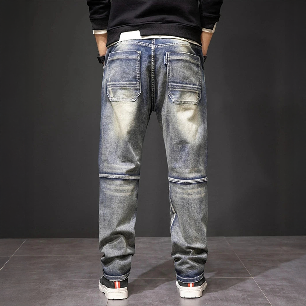 Evander - Men's Straight Cargo Jeans with Panel Details