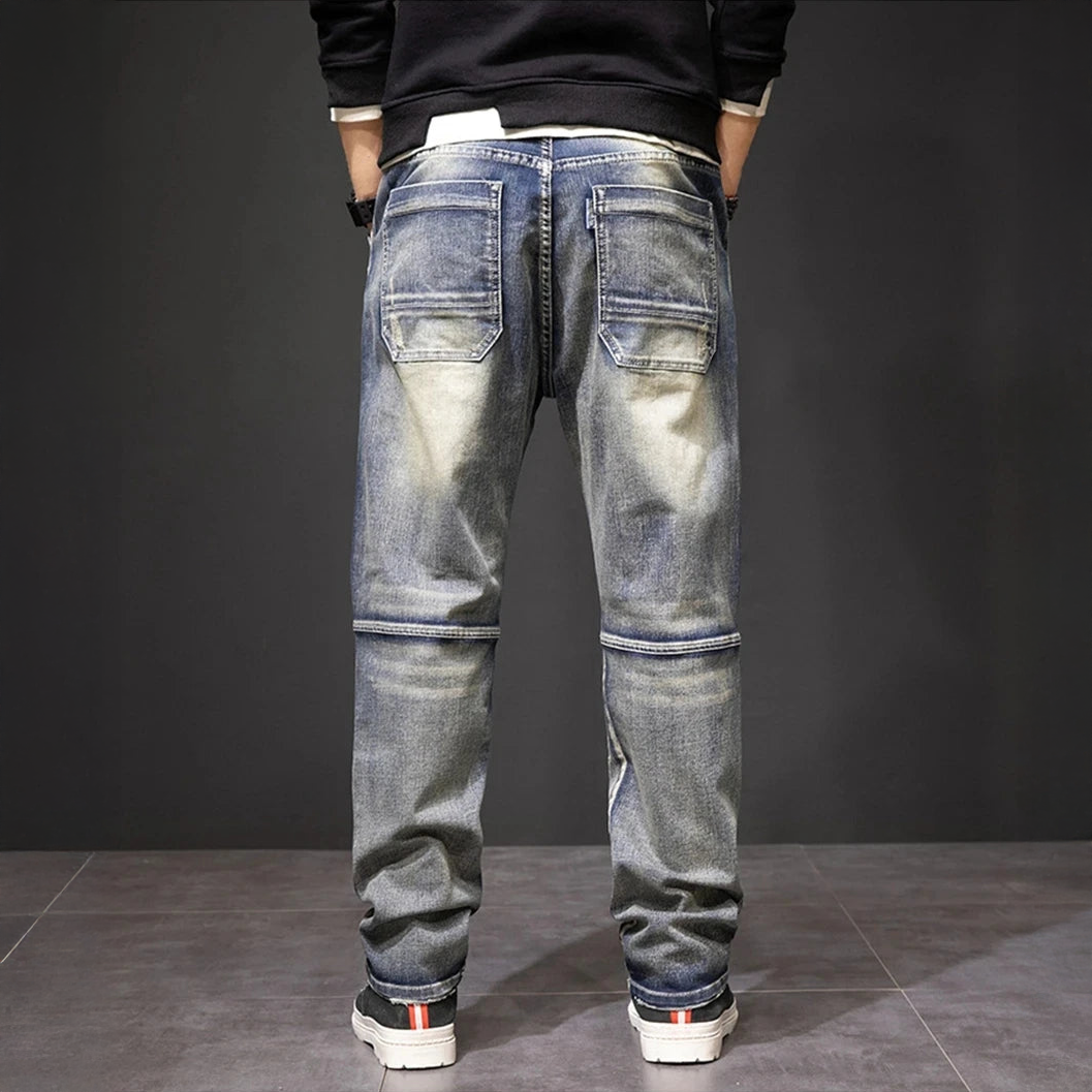 Evander - Men's Straight Cargo Jeans with Panel Details