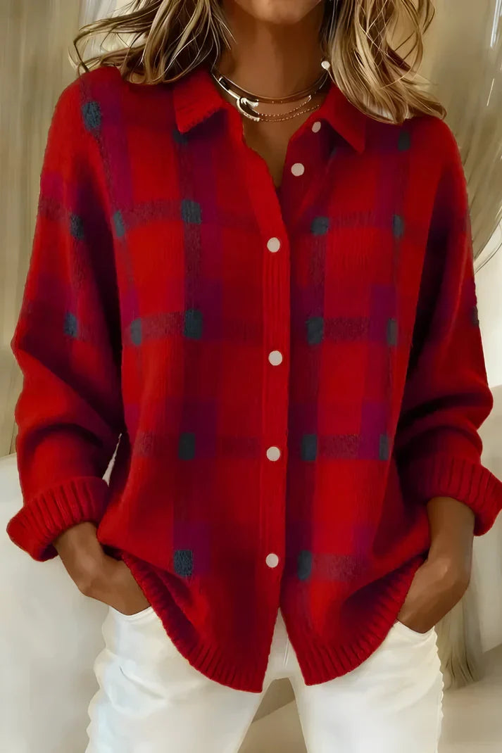 Felicity | Women's Cozy Plaid Button-Up Cardigan