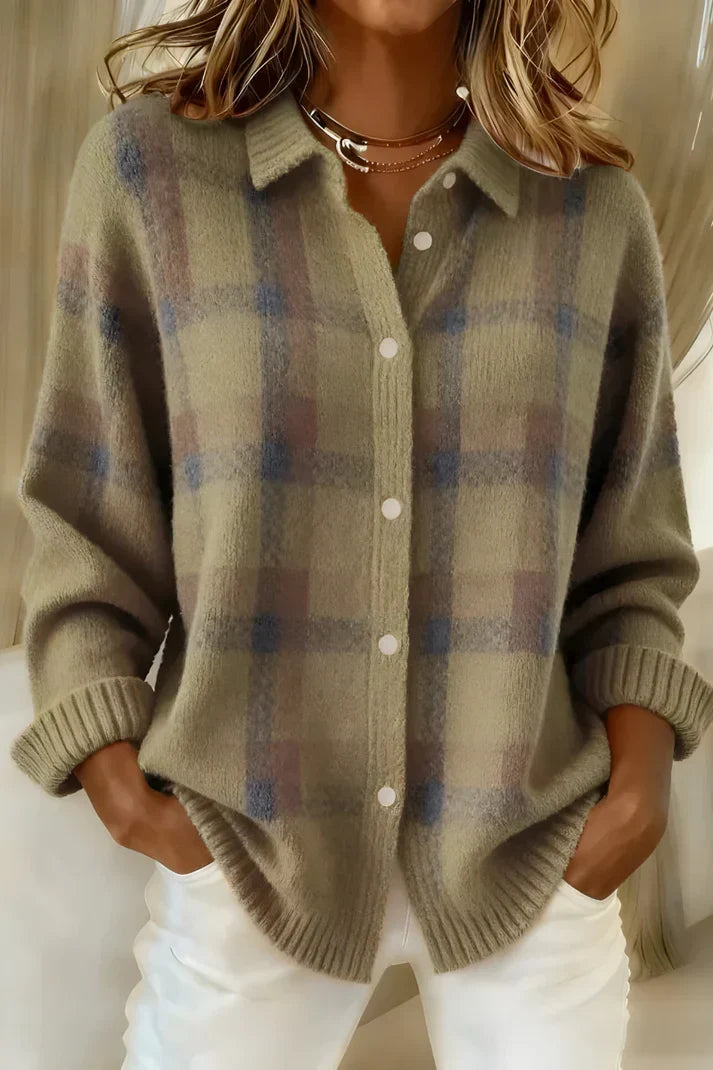 Felicity | Women's Cozy Plaid Button-Up Cardigan