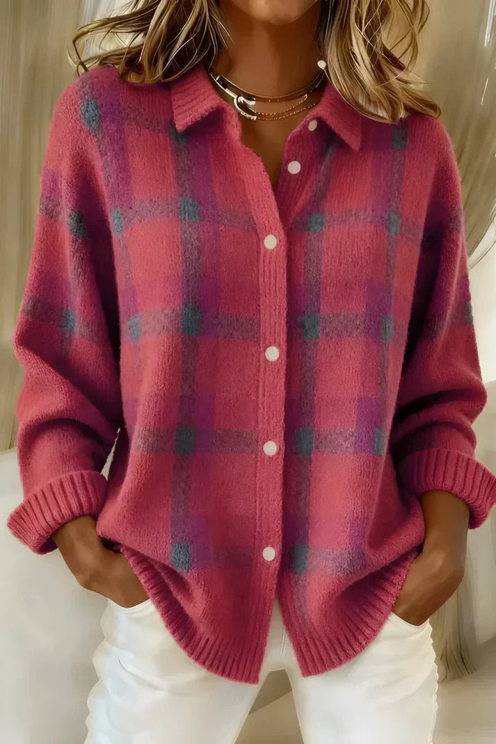 Felicity | Women's Cozy Plaid Button-Up Cardigan