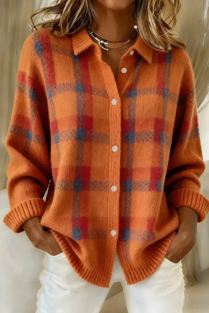 Felicity | Women's Cozy Plaid Button-Up Cardigan