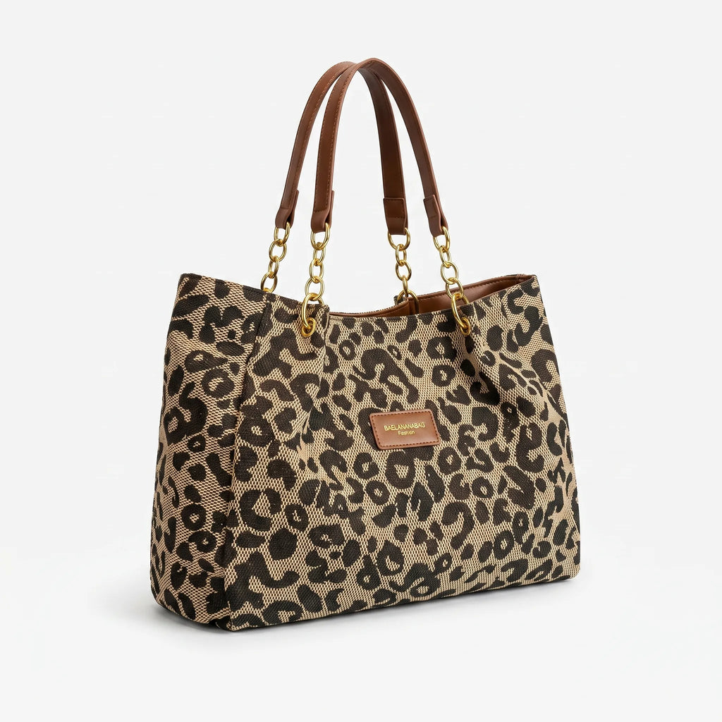 Felyra - Woven Leopard Print Tote Bag