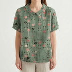 Floralis - Relaxed Fit Floral Collared Blouse