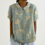 Floralis - Relaxed Fit Floral Collared Blouse