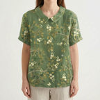 Floralis - Relaxed Fit Floral Collared Blouse