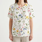 Floralis - Relaxed Fit Floral Collared Blouse
