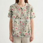 Floralis - Relaxed Fit Floral Collared Blouse