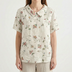 Floralis - Relaxed Fit Floral Collared Blouse