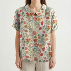 Floralis - Relaxed Fit Floral Collared Blouse