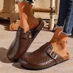 Greta | Women's Textured Buckle Clogs