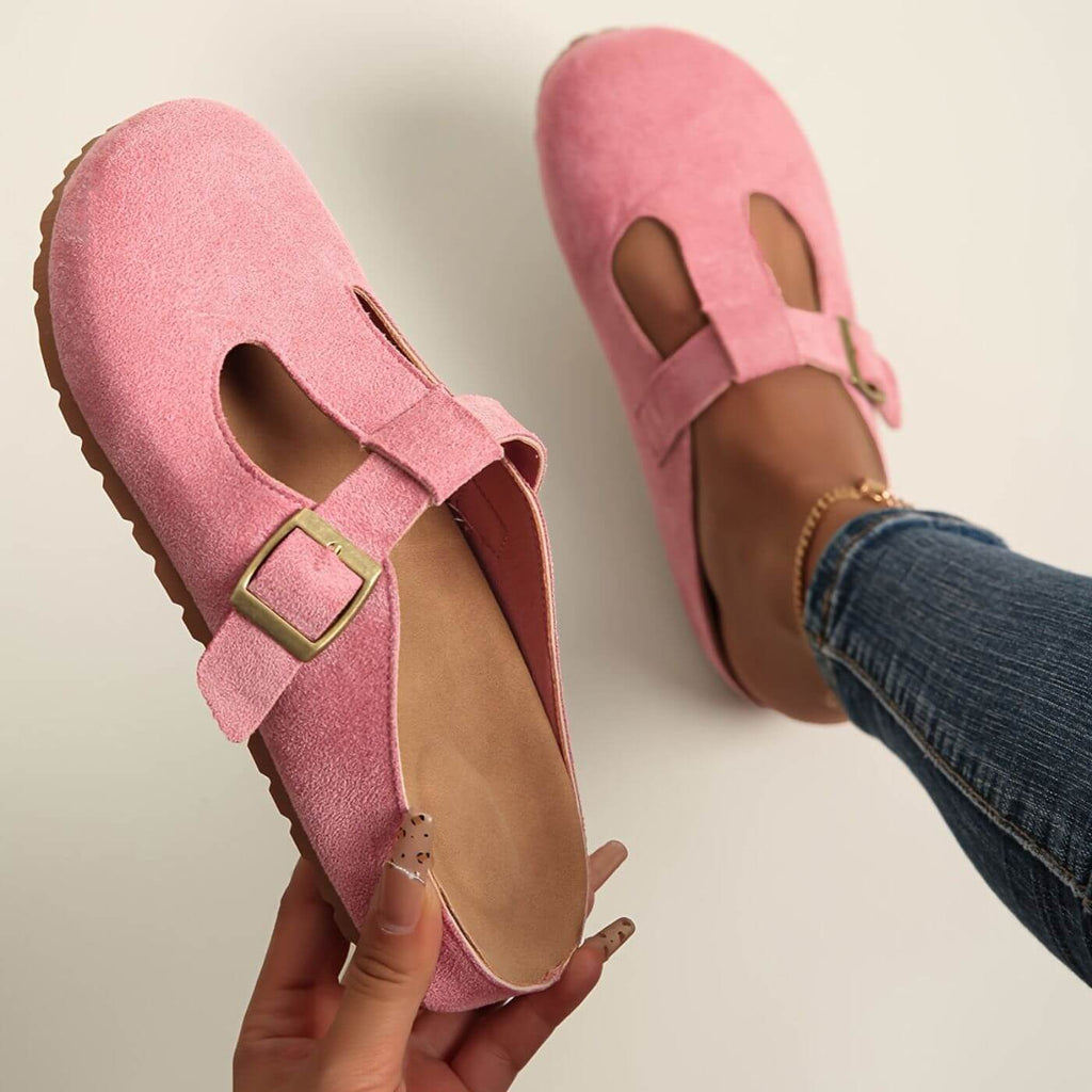 Idalia | Women's Suede Clogs with Buckle Detail