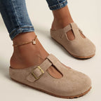 Idalia | Women's Suede Clogs with Buckle Detail
