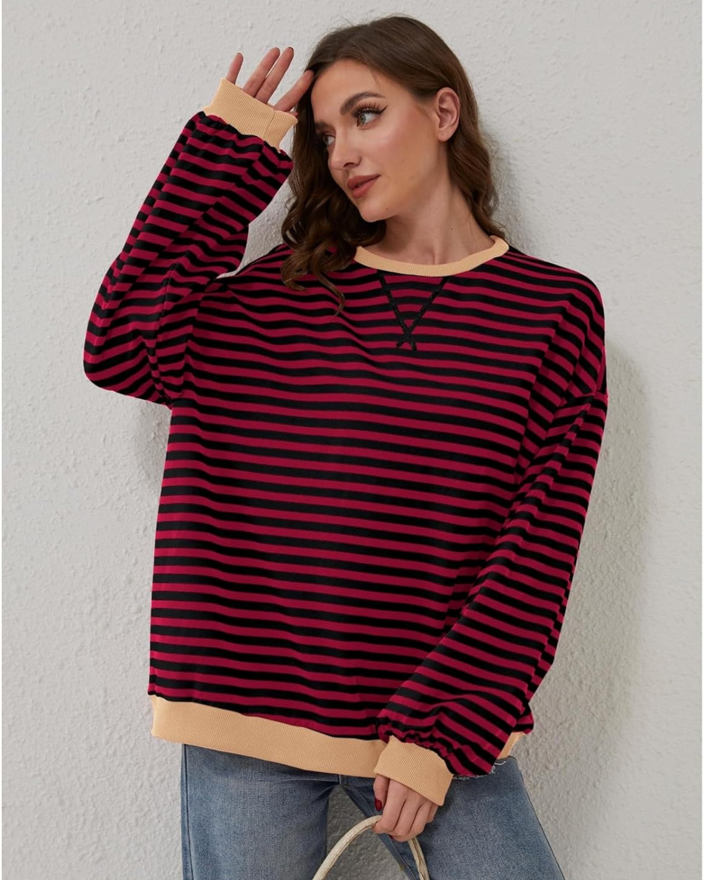 Idris | Women's Striped Sweatshirt with Neon Accents