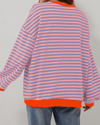 Idris | Women's Striped Sweatshirt with Neon Accents