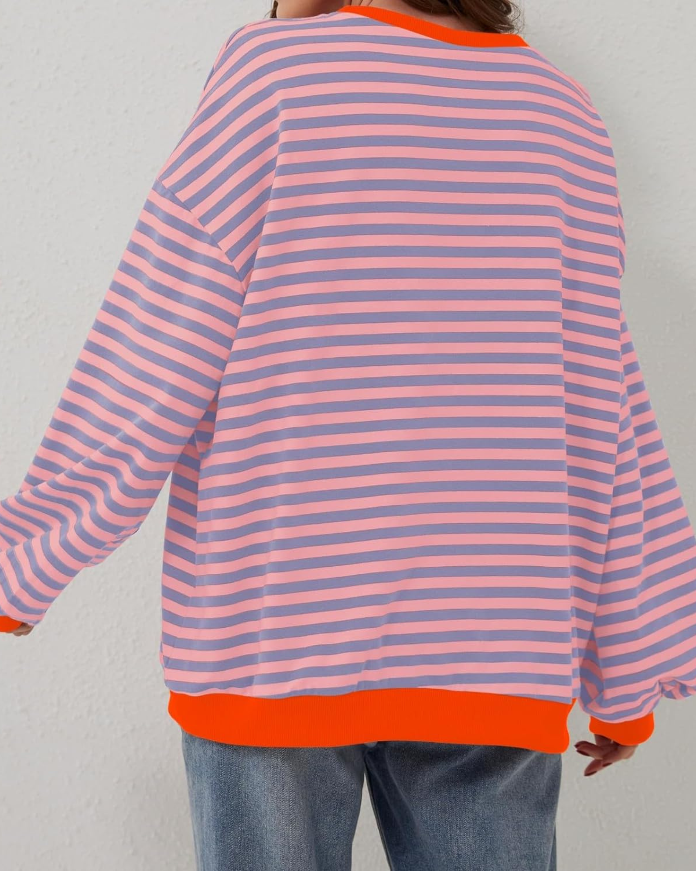 Idris | Women's Striped Sweatshirt with Neon Accents