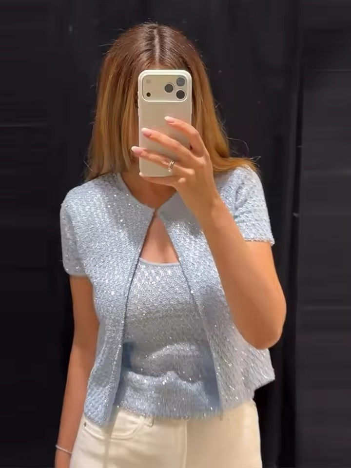 Thalina | Women's Elegant Sparkle Knit Going Out Top