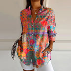 Imogen | Women's Vibrant Floral Blouse with Button-Down Detail