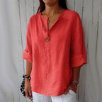 Isla | Women's Casual Linen Blouse with Button Detail
