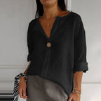Isla | Women's Casual Linen Blouse with Button Detail