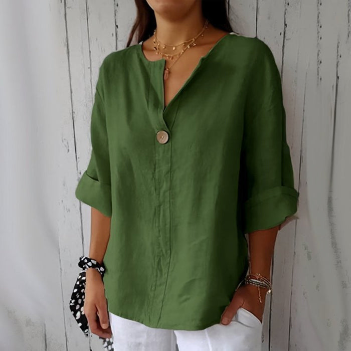 Isla | Women's Casual Linen Blouse with Button Detail