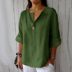 Isla | Women's Casual Linen Blouse with Button Detail