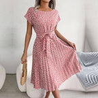 Sanne | Women's Floral Midi Sundress with Tie Waist