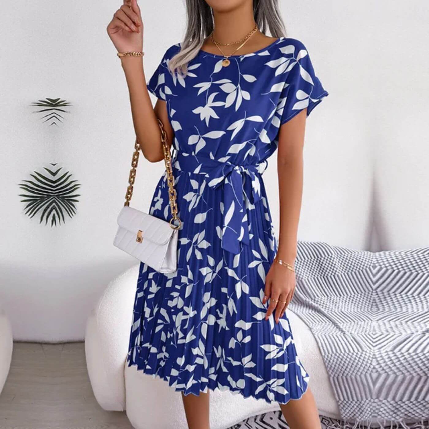 Sanne | Women's Floral Midi Sundress with Tie Waist