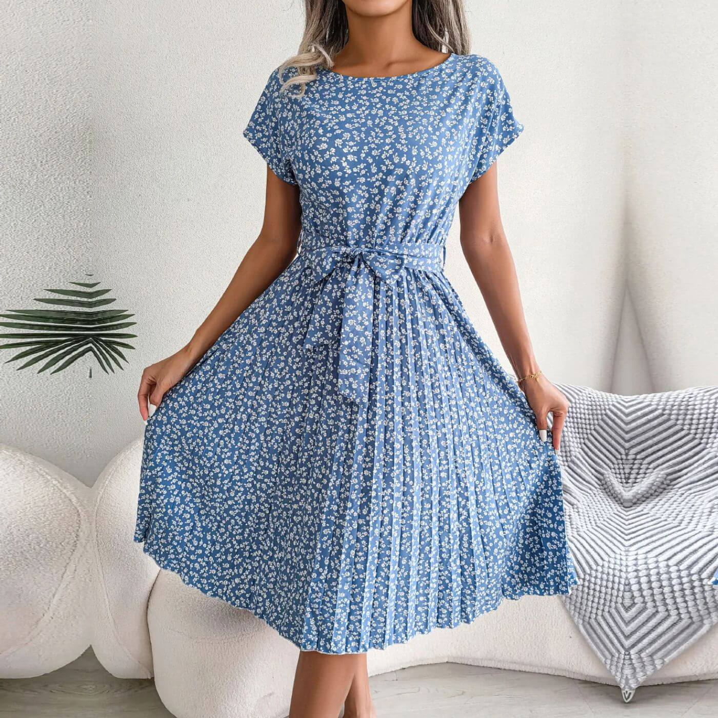 Sanne | Women's Floral Midi Sundress with Tie Waist