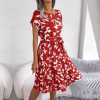 Sanne | Women's Floral Midi Sundress with Tie Waist