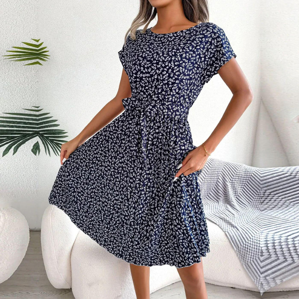 Sanne | Women's Floral Midi Sundress with Tie Waist